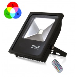 Foco LED exterior SLIM 10W IP65 RGB + mando IR